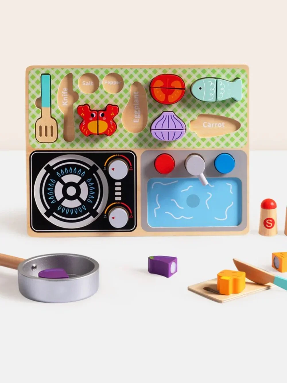 NEW Montessori Wooden Kitchen Play Set Pretend Cooking Toy Kids Gift